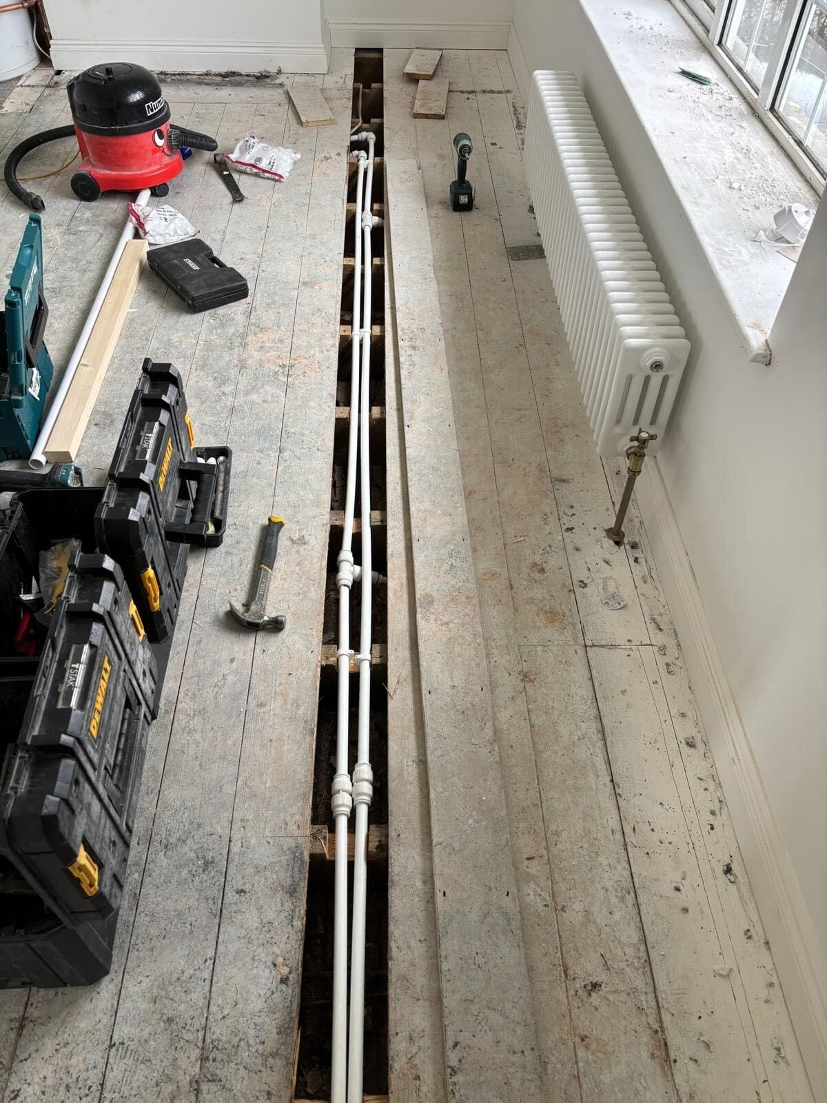 New radiators installed as part of a central heating upgrade in Chippenham
